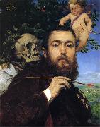 Hans Thoma, Self portrait with Love and Death